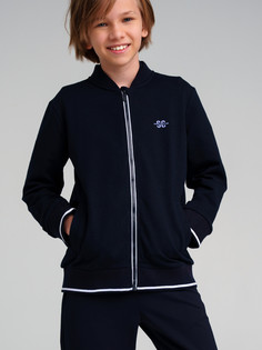 Бомбер из футера для мальчика PlayToday, тёмно-синий, 134