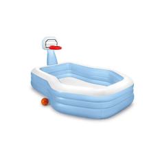 Детский надувной бассейн Intex с баскетбольным кольцом и мячиком 57183 Белый/Синий