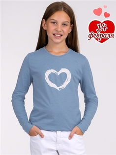 Лонгслив детский Апрель 329дев001Д3Р, серо-голубой250 Сердце кистью, 164