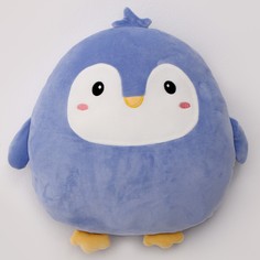 Мягкая игрушка Пингвин, голубой, белый, 40 см No Brand