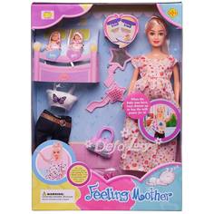 Игровой набор Кукла Defa Lucy Мама плать с 2 малышами и игровыми предметами, 29 см