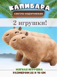 Игрушка мягкая, Капибара, 22 см набор из 2 штуки No Brand