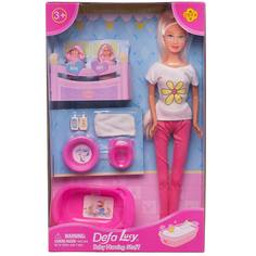 Игровой набор Кукла Defa Lucy Мама в брюках с двумя малышами и игровыми предметами, 29 см