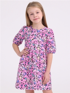 Платье детское Апрель 259дев001нД2Р, сердечки леопард на розовом, 146