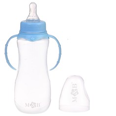Бутылочка для кормления с ручками, 250 мл, от 0 мес., цвет голубой МИКС Mum&Baby