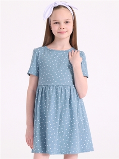 Платье детское Апрель 251дев001нД2Р, белые пятнышки на бирюзе, 140