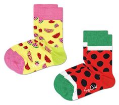 Набор из 2 пар детских носков 2-Pack Watermelon Sock Happy socks красный с желтым 2-3Y