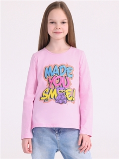 Лонгслив детский Апрель 329дев001Д2Р, светло-розовый Сиреневый мишка, 146