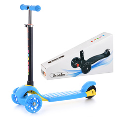 Самокат U038263Y 3-х кол., синий, светящиеся колёса, PU, ABEC 7, в коробке Oubaoloon