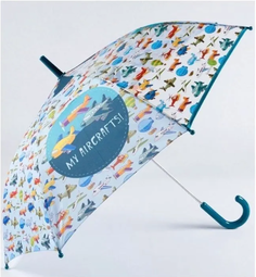 Зонт-трость детский Самолет, голубой No Brand