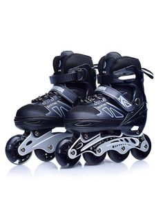 Роликовые коньки U001753Y раздвижные, PU колёса, размер L, черные, в сумке Oubaoloon