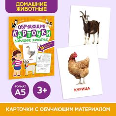 Обучающие карточки для детей Проф-Пресс Домашние животные, 16 двусторонних карточек