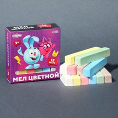 Мелки цветные Смешарики Крош и Ёжик, квадратные, 12 шт