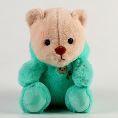 Мягкая игрушка Медвежонок в костюме, 23 см, бирюзовый No Brand