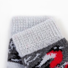 Носки детские шерстяные Снегирь в снегу, цвет серый, размер 12 Стильная шерсть