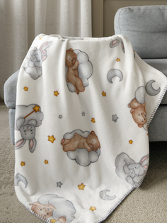Плед для новорожденных 75х100 см, в кроватку, коляску, Мишка на облачке Baby Nice