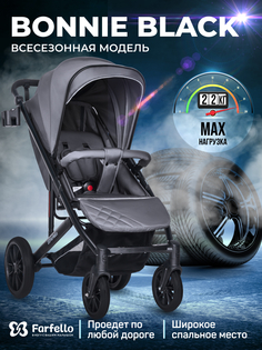 Коляска детская прогулочная Farfello Bonnie black, BB2, цвет дымчатосерый