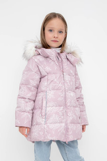 Пальто детское CROCKID 1G LJKT DN 006, розовый рассвет, кружевные цветы, 104