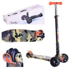 Самокат U027772Y 3-х кол., оранжевый, светящиеся колёса, PU, ABEC 7, в коробке Oubaoloon