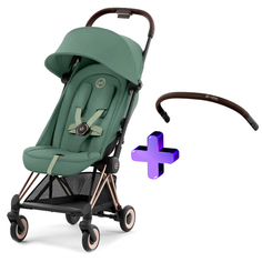 Прогулочная коляска Cybex Coya на шасси Rosegold, leaf green + бампер