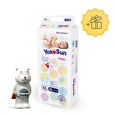 Подгузники YokoSun на липучках XL 12-20 кг 42 шт Игрушка для ванной котик Йоко в подарок
