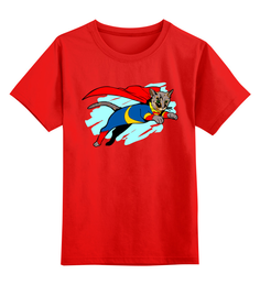 Детская футболка классическая унисекс Printio Котик супергерой