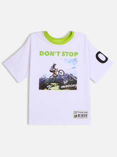 Футболка детская КотМарКот 800084, белый; салатовый, 134