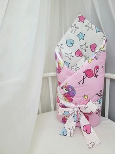Конверт-одеяло на выписку, Единороги на розовом, разноцветный, 90*90см No Brand