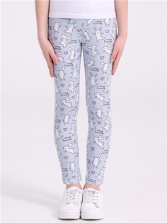 Леггинсы детские Апрель 894дев001нД1Р, белые кролики на сером, 122