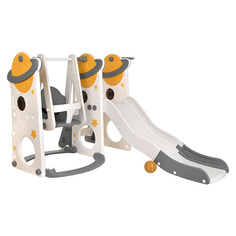 Детская горка-комплекс Pituso Планета горка, качели, баскетбольное кольцо, серый, голубой