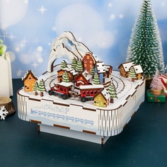 Модель для сборки Stemkid Снежный поезд 3D Деревянный конструктор, 14x14x12 cм, 100 дет