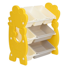 Стеллаж для игрушек с ящиками Pituso Dino 3 полки, желтый