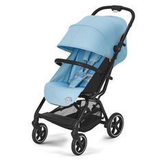 Прогулочная коляска детская Cybex Eezy S Plus 2 Beach Blue с бампером, 6м+