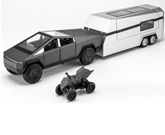 Игрушечная машинка XHD Tesla Cybertruck Pickup с квадриком 35 см, свет, звук, графит