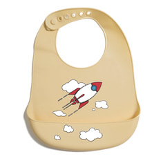 Нагрудник силиконовый с кармашком, "Ракета", 21х28 см, бежевый Baby Nice