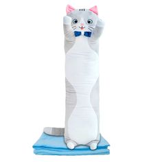 Подушка обнимашка GoldStitch Кот Батон 100 см плед плюш серая LONGCAT.PLED-100-GREY