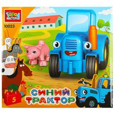 Конструктор Город Мастеров Большие кубики Синий трактор 5деталей 10023-GK