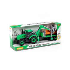 Трактор Полесье Прогресс лесовоз инерционный, зелёный, в коробке 96487