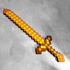 Сувенир деревянный "Меч", 19,5х56,5х1,2 см, пиксельный, золотой Дарим красиво