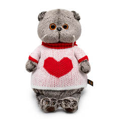 Мягкая игрушка BUDI BASA Басик в свитере с сердцем, белый, 22 см