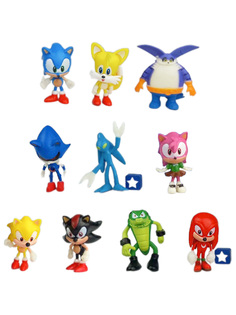 Фигурки StarFriend Sonic 10 в 1 Наклз Тейлз Эми Роуз Шеддоу, 7-8,5 см