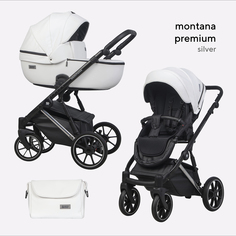Коляска Riko basic Montana Premium Silver 2 в 1, 21 White, 0+