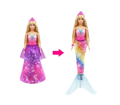 Кукла Barbie Барби с трансформацией 2 в 1 Принцесса - Русалка GTF91