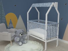 Кровать для новорожденных Little Snail домик Simply Тайга синяя
