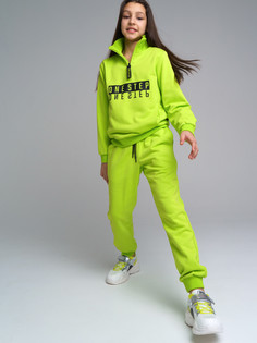 Комплект трикотажный для девочек PlayToday: толстовка, брюки, светло-зеленый, 146