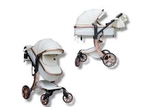 Детская коляска-трансформер 2в1 Luxmom 608 Экокожа, бежевая 0+