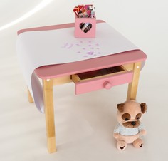 Растущий детский стол Simba Forest Pink деревянный из березы