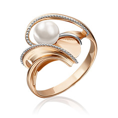 Кольцо из красного золота с жемчугом р. 19 PLATINA jewelry 01-5163-00-301-1110-31