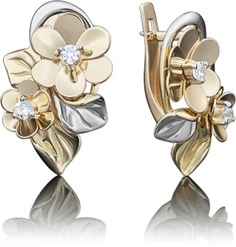 Серьги из желтого золота PLATINA jewelry 02-3926-00-401-1130-48, фианит