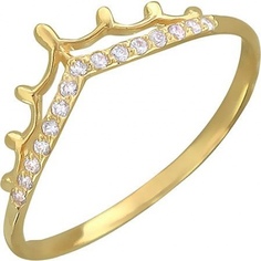 Кольцо из желтого золота р. 18,5 Эстет 01К137379, фианит